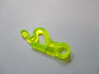 Lego Bič ohnutý s hadí hlavou s dírou průhledná neonově zelená