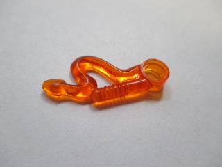 Lego Bič ohnutý s hadí hlavou s dírou průhledná oranžová