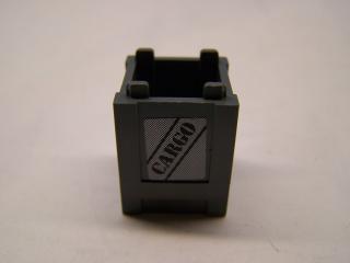 Lego box 2 × 2 × 2 otevřený s nálepkou CARGO tmavě modrošedá