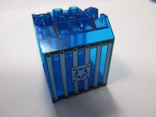 Lego box 4 × 4 × 4 otevřené konce s 2 závěsy s potiskem průhledná tmavě modrá