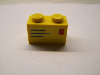 Lego Brick 1 × 2 nálepka s poštovní obalkou žlutá
