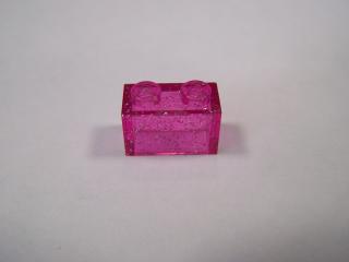 Lego Brick 1 × 2 průhledná třpitivě tmavě růžová