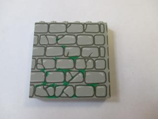 Lego Brick 1 × 6 × 5 s potiskem kamenů a mechu světle šedá