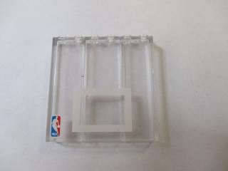 Lego Brick 1 × 6 × 5 s potiskem NBE logo a Basketball Backboard průhledná čirá