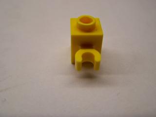 Lego Brick upravené 1 × 1 s klipem vertikal, otevřený nop žlutá