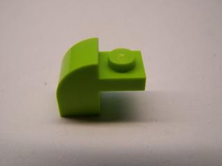 Lego Brick upravené 1 × 2 × 1 1/3 s  zakřivením nahoru limetková