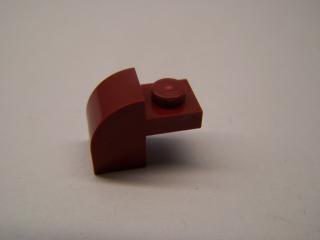Lego Brick upravené 1 × 2 × 1 1/3 s  zakřivením nahoru tmavě červená