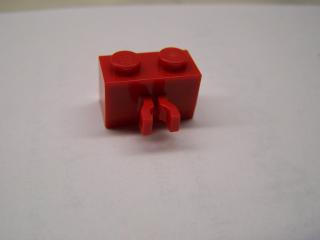 Lego Brick upravené 1 × 2 s klipem vertikal červená