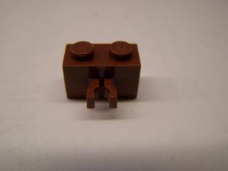 Lego Brick upravené 1 × 2 s klipem vertikal červenohnědá