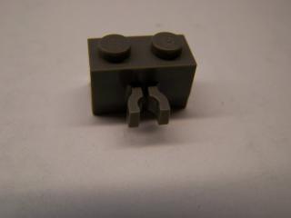 Lego Brick upravené 1 × 2 s klipem vertikal tmavě šedá