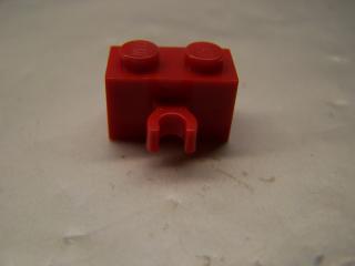 Lego Brick upravené 1 × 2 s klipem vertikal úzkým červená