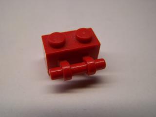 Lego Brick upravené 1 × 2 s rukojetí na straně-volné konce červená