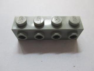 Lego Brick upravené 1 × 4 s 4 nopy na jedné straně světle šedá