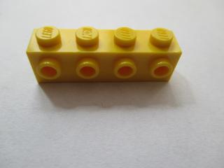 Lego Brick upravené 1 × 4 s 4 nopy na jedné straně žlutá