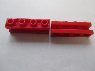 Lego Brick upravené 1 × 4 s drážkou červená