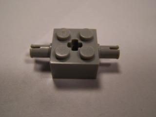 Lego Brick upravené 2 × 2 s nopama otvorem pro křížovou tyč světle modrošedá