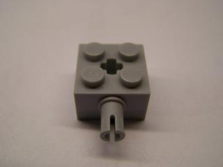 Lego Brick upravené 2 × 2 s nopem otvorem pro křížovou tyč světle modrošedá