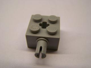 Lego Brick upravené 2 × 2 s nopem otvorem pro křížovou tyč světle šedá