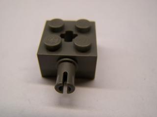 Lego Brick upravené 2 × 2 s nopem otvorem pro křížovou tyč tmavě šedá