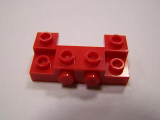 Lego Brick upravené 2 × 4 - 1 × 4 s 2 zapuštěnými nopy na straně oblouk červená