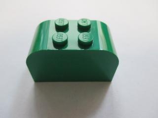 Lego Brick upravené 2 × 4 × 2 dvojitý zakřivený vrchol zelená,lego brick,