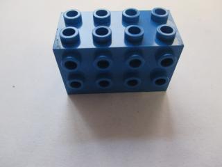 Lego Brick upravené 2 × 4 × 2 s nopy na stranách modrá