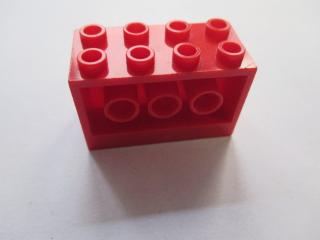 Lego Brick upravené 2 × 4 × 2 s otvory na stranách červená