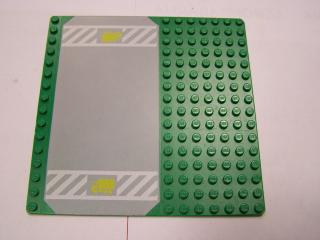 Lego Deska baseplate 16 × 16 příjezdová cesta s vzorem žlutého nákla.auta zelená