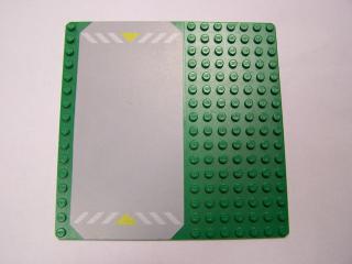 Lego Deska baseplate 16 × 16 příjezdová cesta s vzorem žlutý trojúhelník zelená