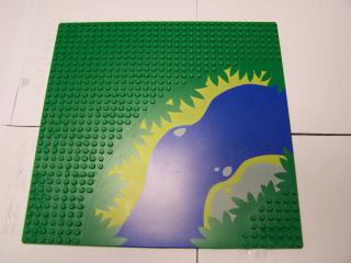 Lego Deska baseplate 32 × 32 7 nopů modrá řeka s žlutým vzorem zelená