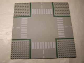 Lego Deska baseplate silnice 32 × 32 9 nopů křižovatka světle šedá