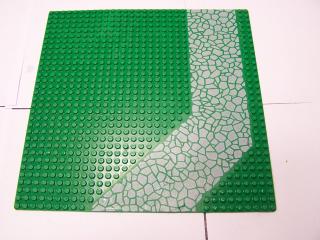 Lego Deska baseplate silnice 32 × 32 příjezdová cesta s sv.šedýma kameny zelenál