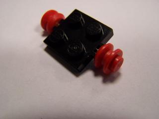 Lego Disk placaté upravené 2 × 2 s červenými koly pro pneumatiku černá