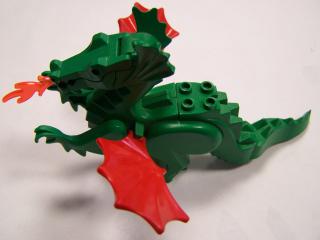 Lego Drak s červenými křídly zelená