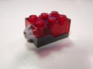Lego Electric brick 2 × 3 × 1 1/3 s průhledně červeným krytem a červeným Led