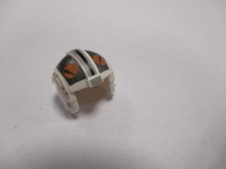 Lego Helma Star Wars rebel pilot se stříbrným a oranžovým vzorem bílá