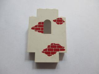 Lego Hradová Stěna se vzorem roztroušených červených cihel 2 × 5 × 6 bílá