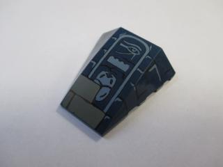 Lego Klín 4 × 4 bez nopů s potiskem kostek a hieroglyfů tmavě modrá