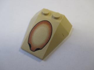 Lego Klín 4 × 4 trojitý bez nopových zářezů s potiskem hnědého oválu tělová