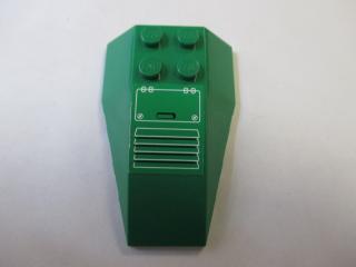 Lego Klín 6 × 4 trojitý zakřivený s nálepkou ventilační mřížky zelená