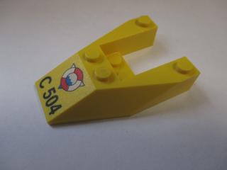 Lego Klín 6 × 4 výřez bez nopových zářezů s potiskem C504 žlutá