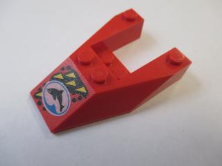 Lego Klín 6 × 4 výřez bez nopových zářezů s potiskem delfína červená