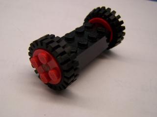 Lego Kolo brick upravené 2 × 4 freestyle červená pneumatika terení černá