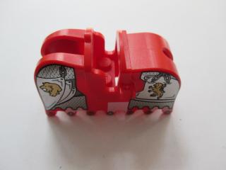 Lego Koňský postroj s čechranými hrany s zlatými lvy a stříb. plátovým brněním