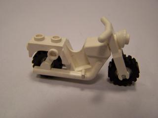 Lego Motorka starý typ průhledně bílá kola bílá