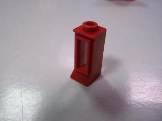 Lego Okno 1 × 1 × 2 s rozšířeným spodním jazýčkem se sklem červená