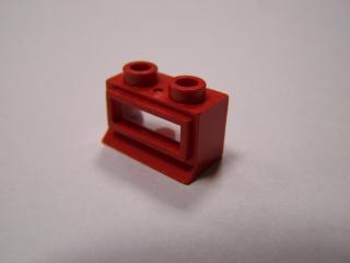 Lego Okno 1 × 2 × 1 s rozšířeným spodním jazýčkem se sklem červená