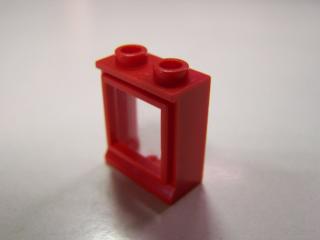 Lego okno 1 × 2 × 2 se sklem červená