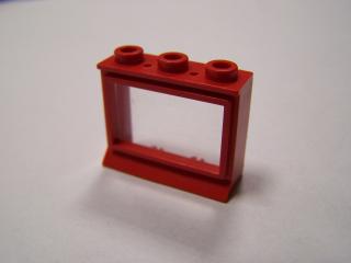 Lego Okno 1 × 3 × 2 s rozšířeným spodním jazýčkem se sklem červená