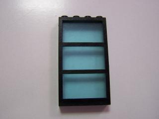 Lego Okno 1 × 4 × 6 rám s 3 okení tabule a pevné světle modré sklo černá
